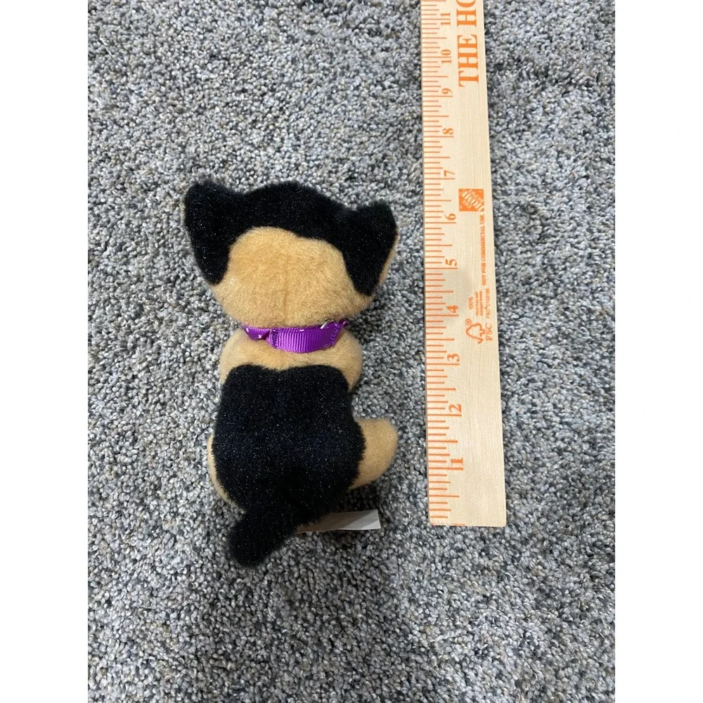 Justice Pet Shop Teddy German Shepherd Plush Tan Black Dog Purple Collar Tag